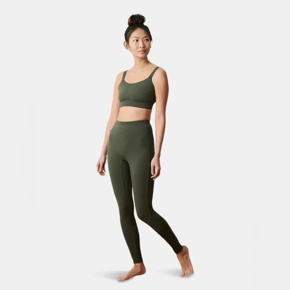 aday FULL SET Lighten Up Sports Bra & Layered Up Thermal‎ Leggings Set Green XS